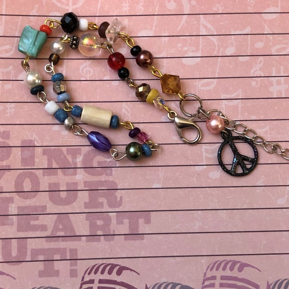 PEACE SIGN ANKLE BRACELET